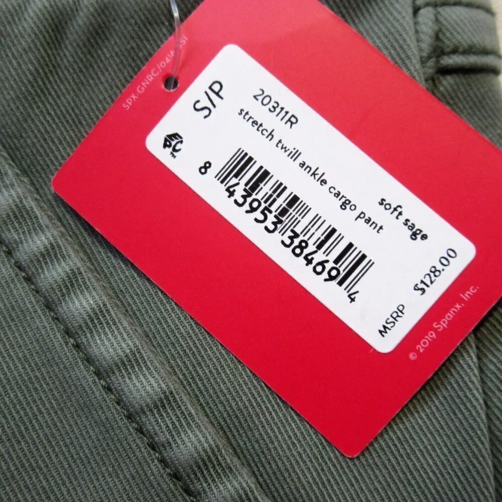 NWT SPANX 20311R Stretch Twill Ankle Cargo in Soft Sage Pull-on Stretch Pants S